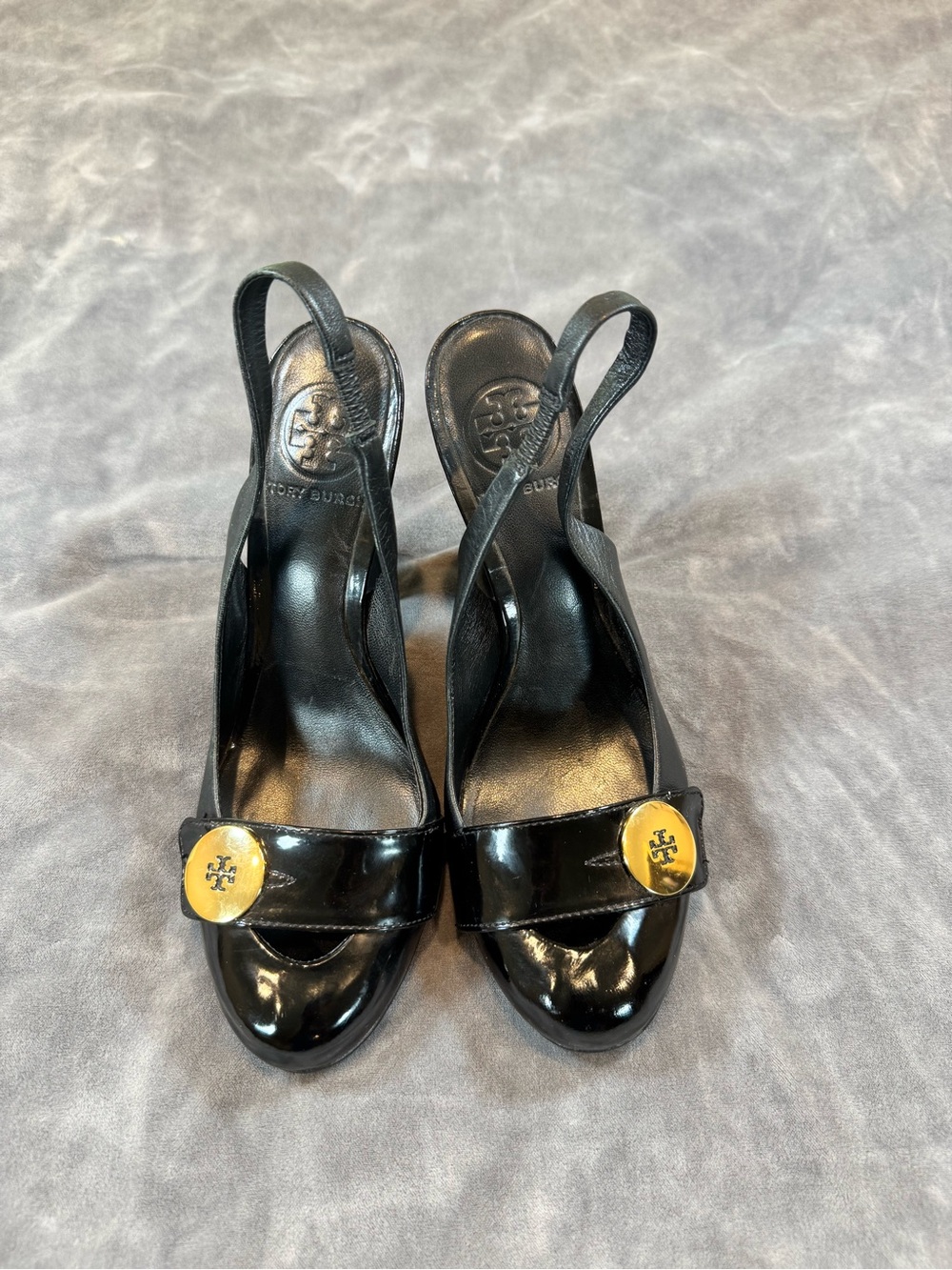Tory Burch Black Patent Leather Slingback Pumps – Women's Size 6.5 – Pre-Owned